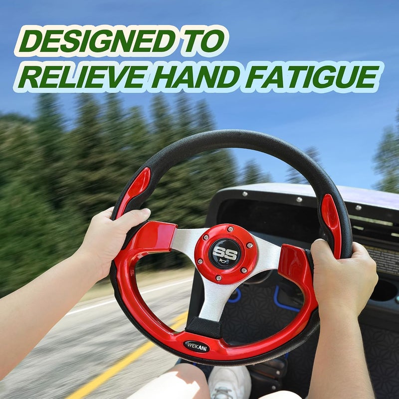 WEKANI Golf Cart Steering wheel for EZGO YAMAHA and Club Car Precedent Most Golf carts Red - Image 5